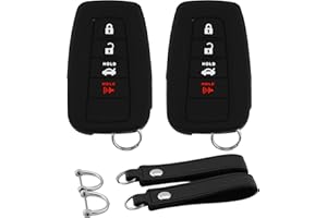 Koaudb Silicone Key Fob Cover Compatible with Toyota Accessories Highlander Corolla Camry C-HR RAV4 Avalon Prius 4Runner Prado 86/GT86 Smart Car Key Shell Protector with Keychain 2 Pack (Tyt-BB)