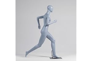 Generic Sports Mannequin Full Body, Running Dummy Torso Dress Form, Black Manikin Torso with Metal Base Plate Model Mannequin