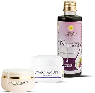 Kerala Ayurveda Neelibringadi Keram (200 Ml) for Hair + Swarnamukhi Face Pack (50 Gm) & Swarnamukhi Face Cream (20 Gm) for face