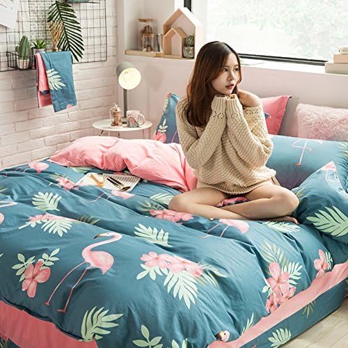Four set of duvet cover Thicken Flannel Bed sheets Keep warm 1 quilt cover + 1 bed sheets+ 2 pillow case-R Queen2