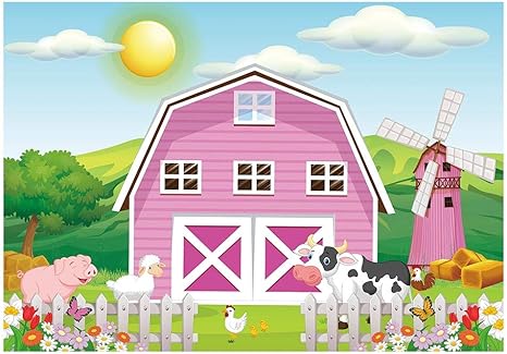 Amazon Com Funnytree 7x5ft Cartoon Farm Animals Party Backdrop