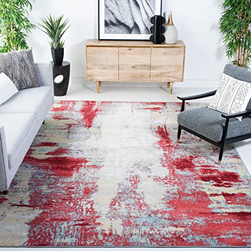 SAFAVIEH Jasper Collection 6'7" Square Red / Ivory