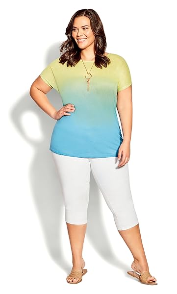 AVENUE WOMEN’S PLUS SIZE TOP – VICTORIA OMBRE NECKLACE CITRUS/LIME