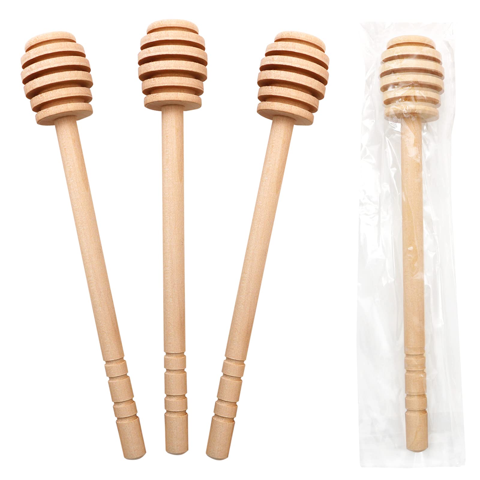 BLUE TOP 20-Piece Wooden Honey Dipper Sticks - 6 Inch, Individually Wrapped for Honey Jar Dispense, Drizzle, Wedding Favors