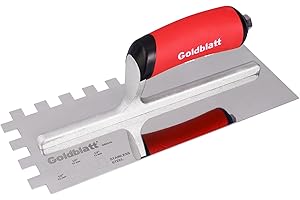 Goldblatt 1/2" Square Notch Trowel, Made of Premium Stainless Steel with Soft Grip Handle, Perfect Tool for Cement, Concrete, Masonry Tile Installation Work