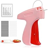 Stitch Gun for Clothes - Handheld Quick Clothing Fixer with 0.04" Ultra-Fine Needles - Mini Sewing Kit & Micro Tagging Gun - 6 Needles, 2000 Black & 2000 White 0.16" Fasteners, Thread Cutter (Pink)