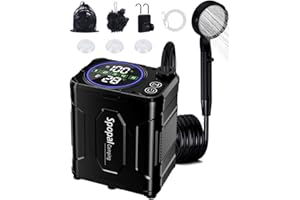 Spopal Portable Shower for Camping, [Upgraded] 13000mAh Rechargeable Camping-Shower with 5 Adjustable Speeds,LED Display, IPX