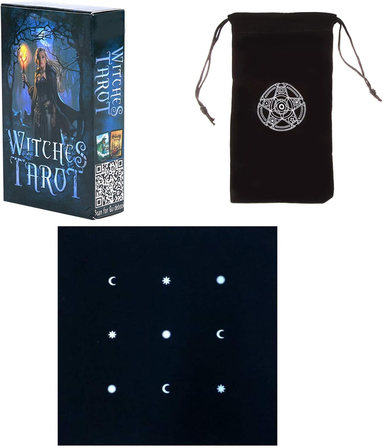 ANUFER 78Pcs/Set Tarot Cards Deck Board Future Telling Divination Game English Edition with Tablecloth and Pouch Witches SN07408-2