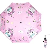 Afkengung Kids Automatic Folding Umbrella Digital Cartoon Printing UV Resistant Anti-rebound Design Safer Umbrella Compact Windproof for Kids Girls #2