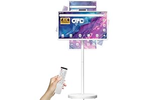 OFD 32 Inch Portable TV on Wheels Touchscreen FHD 1080P,6+128 GB Storage| Android15 OS| EDLA,Rolling TV with 5MP Webcam|5-8H 