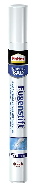 Pattex Perfektes Bad Fugenstift, Fugenweiß zur einfachen und präzisen Anwendung, Marker mit hoher Deckkraft, Fugenstift in we