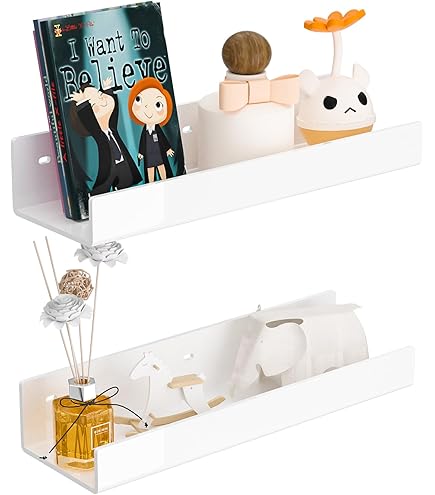 Walquicks Lot De 2 étagères Magnétiques En Acrylique Pour Tableau Blanc, Salle De Classe Avec Organiseur De Stylos, étagère De Présentation Pour Salle De Classe, Réfrigérateur, Bureau - Noir/blanc