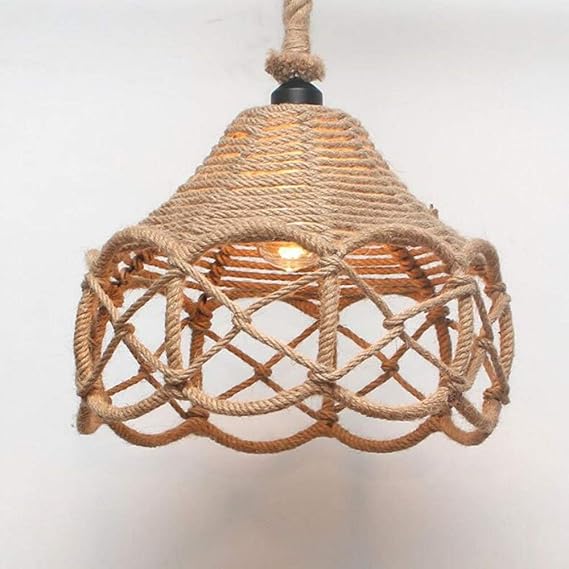 Llslls - Lámpara de Techo Colgante de Cuerda de cáñamo, 1 luz, Estilo