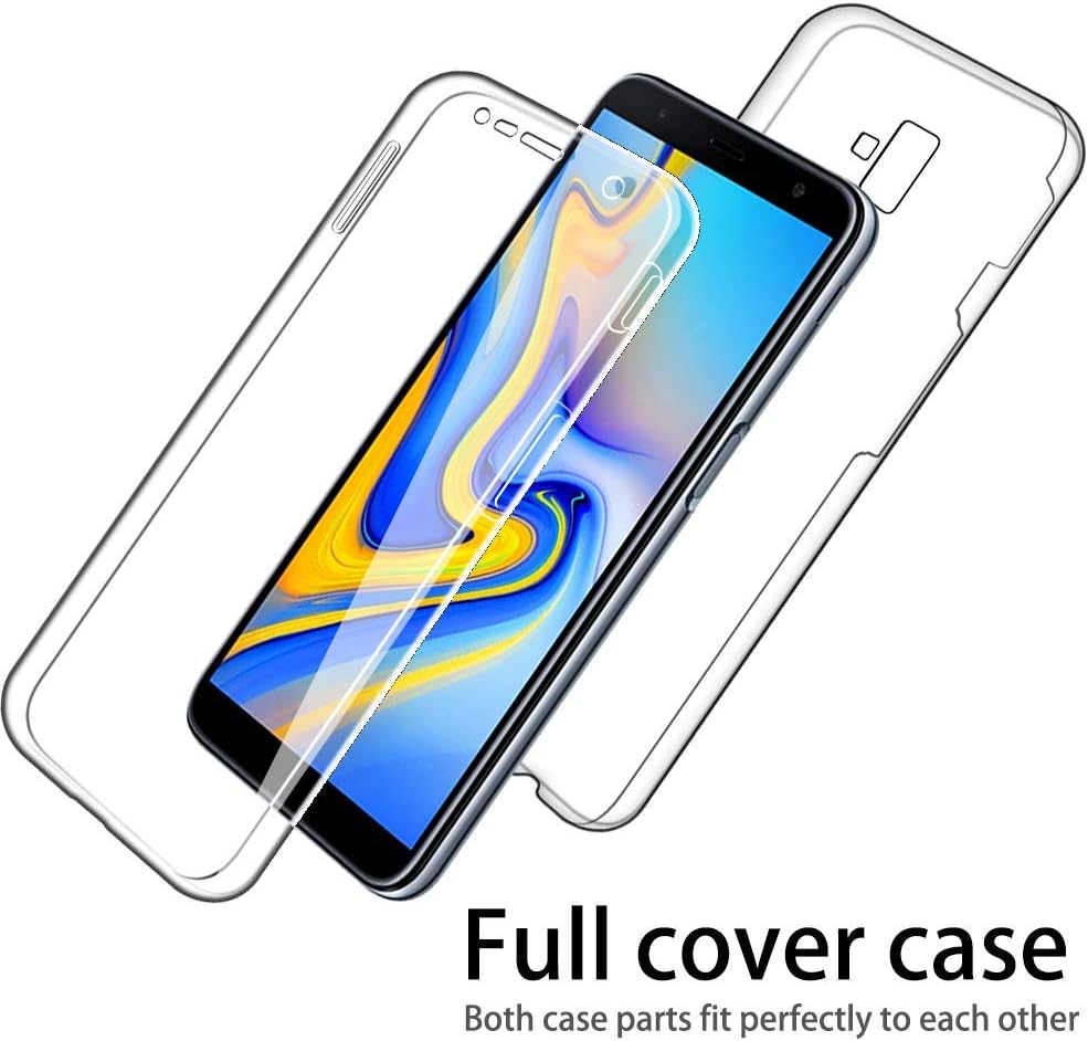 IMIFUN 360 Full Protective Cover Soft Double Silicone Phone Case for Samsung Galaxy S6 S7 Edge S8 S9 S10 Plus A5 A6 A8 A9 J3 J4 J2 J5 J6 J7 J8 2018 2017 2016 Cases (Clear, J6 Plus/J6 Prime)