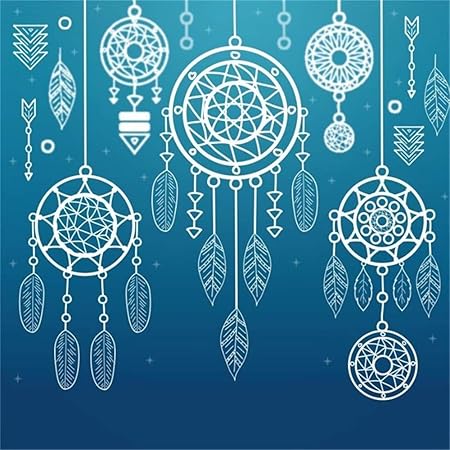 Amazon Aofoto ドリームキャッチャー 5x5フィート 背景パターン 羽根 ブルー 写真背景 子供 赤ちゃん 子供 女の子 ポートレート 撮影 Tv 映画制作 ビデオ ディスプレイ バッククロス スクリーン 壁紙 バックペーパー 背景布 通販