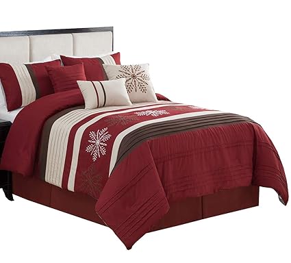 Amazon Com Royal Hotel Snow Burgundy Brown Beige Queen Size