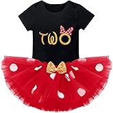 IMEKIS Baby Girl Mouse Birthday Outfit 1st 2nd Birthday Cake Smash Romper Tutu Skirt Polka Dots Clothes Set