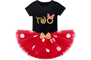 IMEKIS Baby Girl Mouse Birthday Outfit 1st 2nd Birthday Cake Smash Romper Tutu Skirt Polka Dots Clothes Set