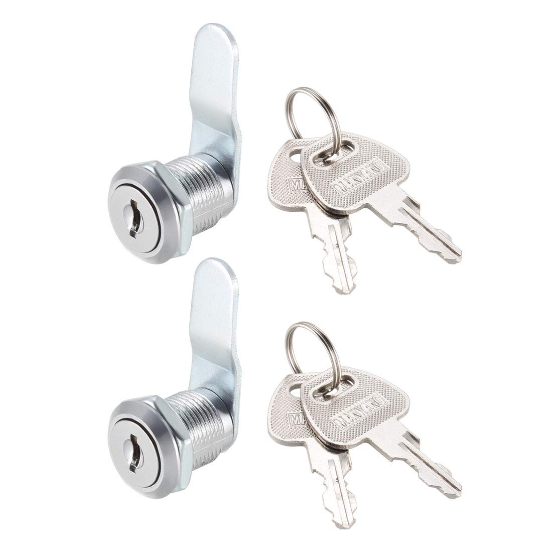 sourcing map Cam Lock 3/4" Cylinder Long Cabinet Locks with No.4 Cam, Fits for 1/2" Max Thickness Panel, Keyed Different 2Pcs