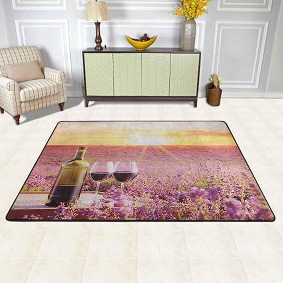 Wine Area Rug Rugs Large Floor Mat Bottle of Wine Against