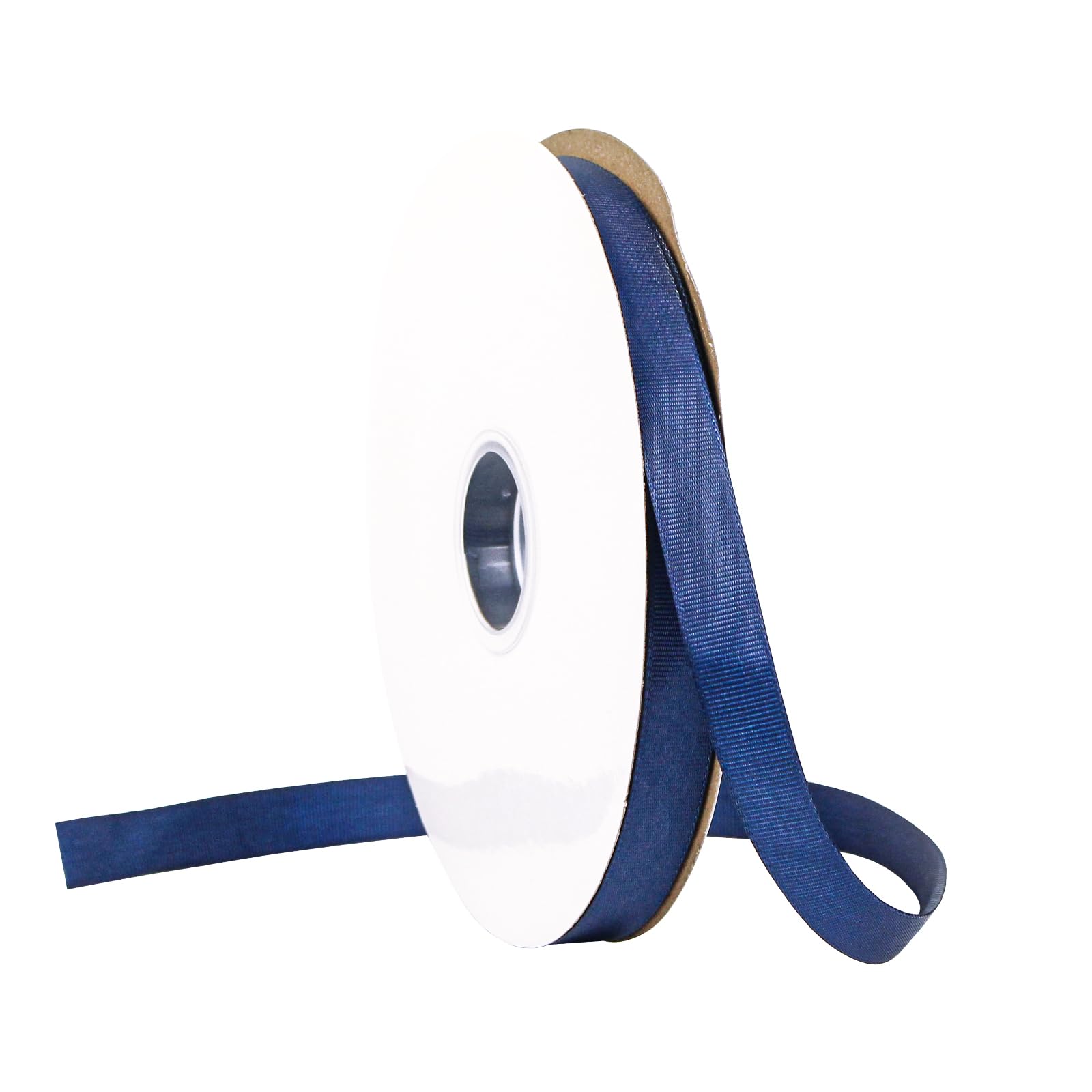Photo 1 of 5/8 Inch Navy Blue Grosgrain Ribbon for Gift Wrapping, 100 Yards High Density Craft Ribbon for Wedding, Gift Wrapping, Holiday Decoration, Bow Making, Wreath, DIY Sewing