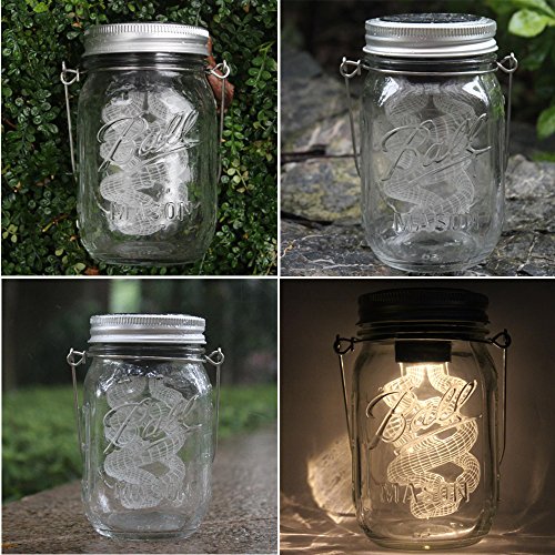 4-Pack Solar-powered Mason Jar 3D Illusion Light Bulb (Mason Jar/Handle Included), Jar Hanging Light,Garden Outdoor Solar / Hanging Lantern,Decor Solar Light,Table Light,Patio Path Light,Warm White - Thumbnail 7