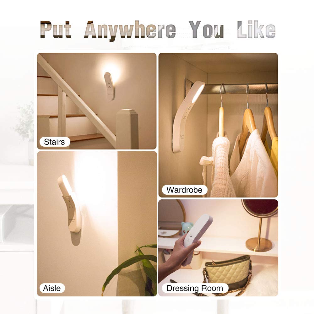 Neporal Under-Cabinet Light Rechargeable with PIR Sensor LED Motion Sensor Light Indoor 1800mAh Night Light with Dusk to Dawn Photocell Sensor for Cupborad Kitchen Stairway Bedroom