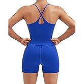 SUUKSESS Women 2 Piece Workout Sets Padded Yoga Tank Top High Waisted Biker Shorts with Pockets