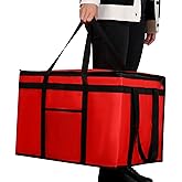 Extra large XXXL Insulated Food Delivery Bag Cooler Bags Keep Food Warm Catering Therma Catering Bag for doordash 22x14x13 Cooler Bags Therma Shopper hot XXXL warming RED Pizza 22w x 14 l x 13d