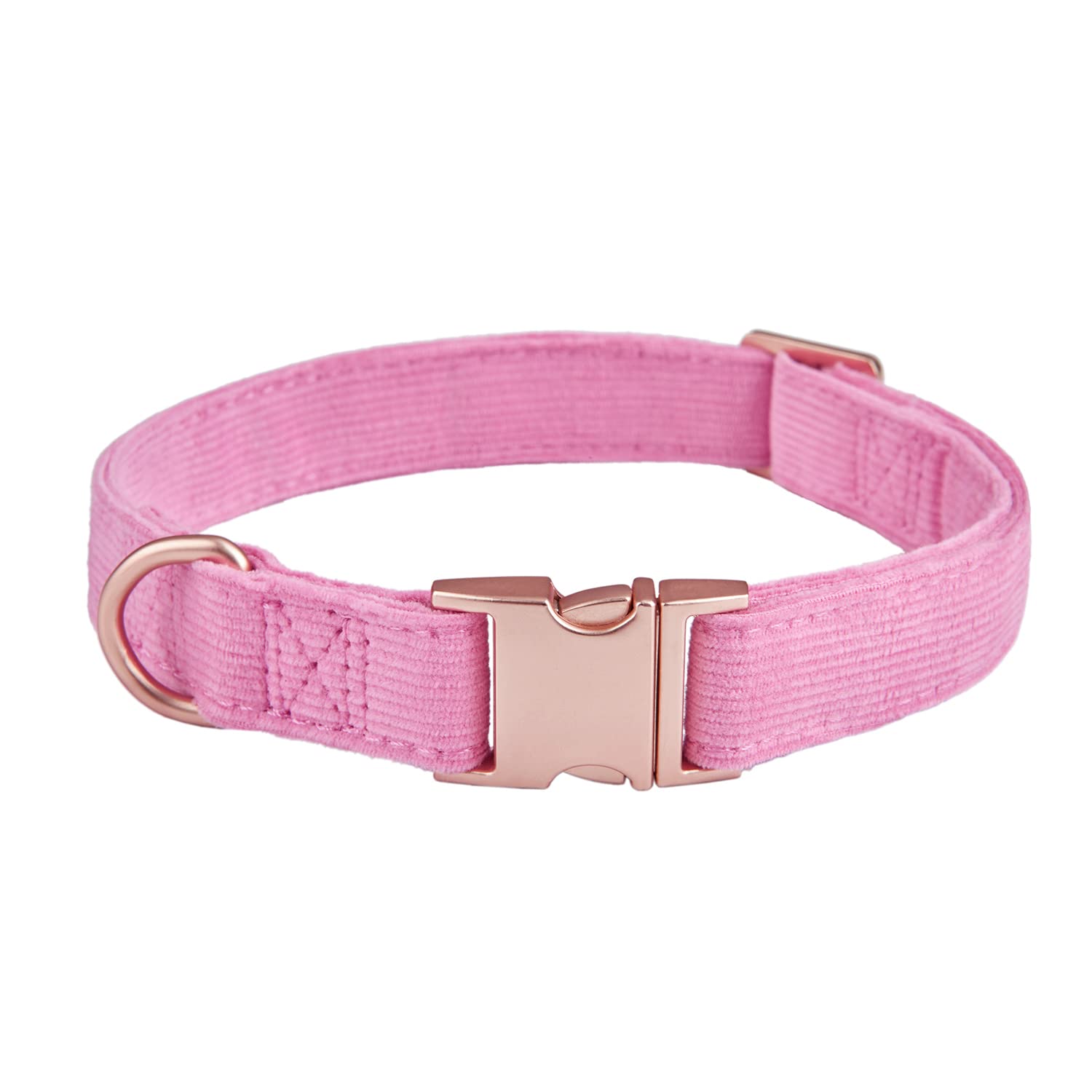 Petiry Soft Dog Collar with Safety Metal Buckle Adjustable Durable Comfort Velvet Corduroy Dog Collars for Medium Dogs,Pink,Neck 31-49cm — image 1