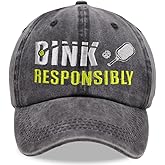 Pickleball Gifts for Men Women, Dink Responsibly Pickle Ball Outdoor Sport Cotton Adjustable Baseball Cap