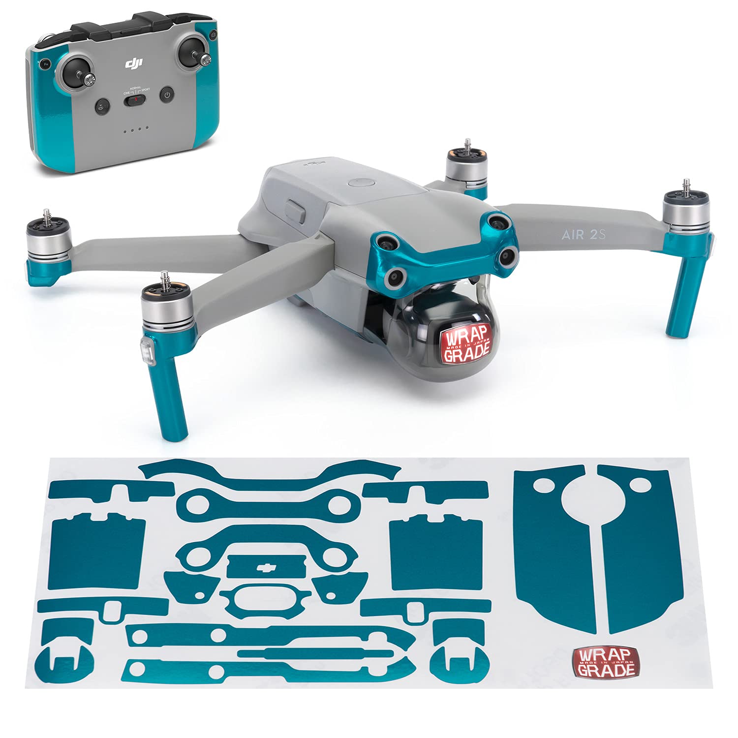 Wrapgrade Skin Compatible with DJI Air 2S | Accent Color A (CARIBBEAN BLUE) — image 1