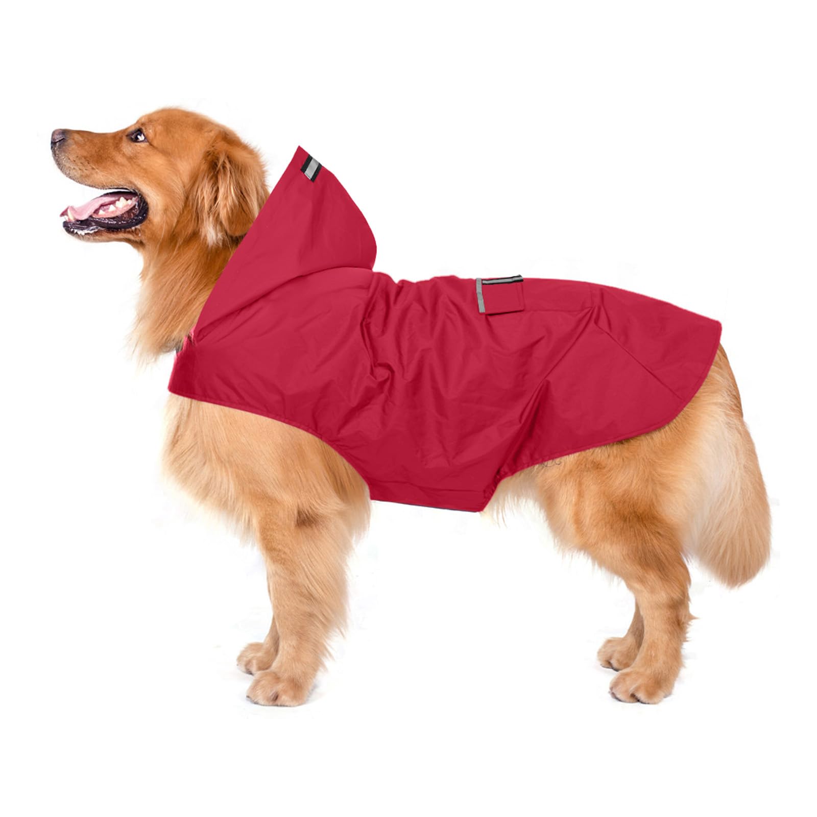 Zellar Dog Raincoat with Hood, Collar Hole, 100% Waterproof Ultra-Light Breathable Rainwear Rain Jacket with Safe Reflective Strips for Medium to Large Dog, Pink, 6XL