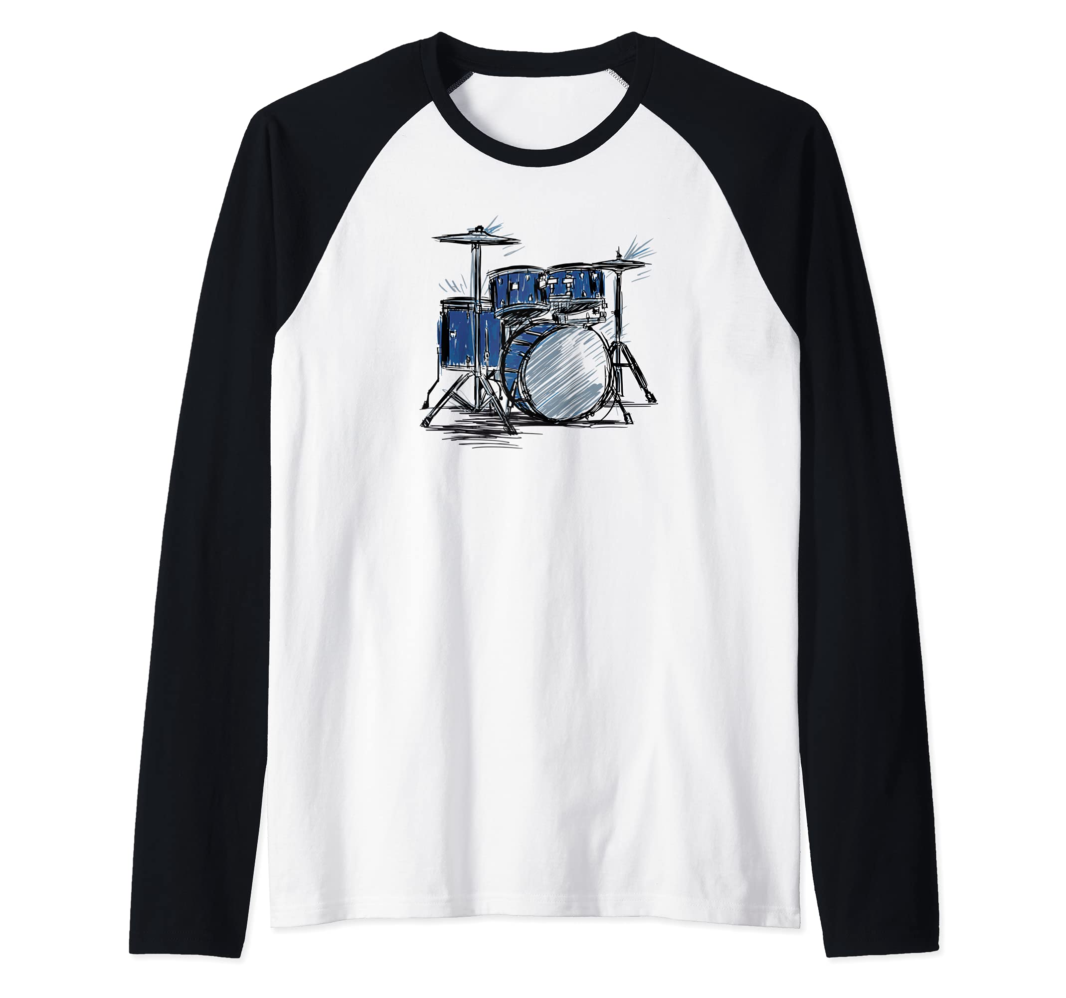 Drum Kit Drummer Percussion Music Player Raglan Baseball Tee