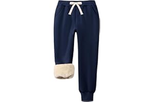 Flygo Boys Girls Fleece Pants Sherpa Lined Sweatpants Athletic Joggers Winter Warm Unisex Kids Active Pull-On Pants