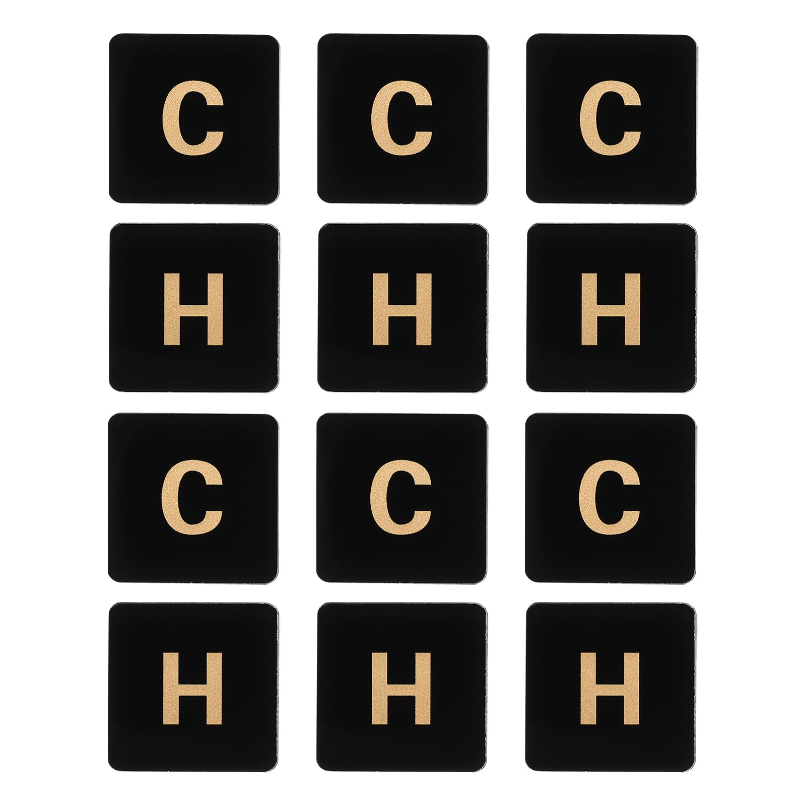 PATIKIL Self Stick C/H Water Label, 6 Pairs/12 Pack Acrylic Square Shape Hot/Cold Sticker Signs for Faucets Sinks, Black