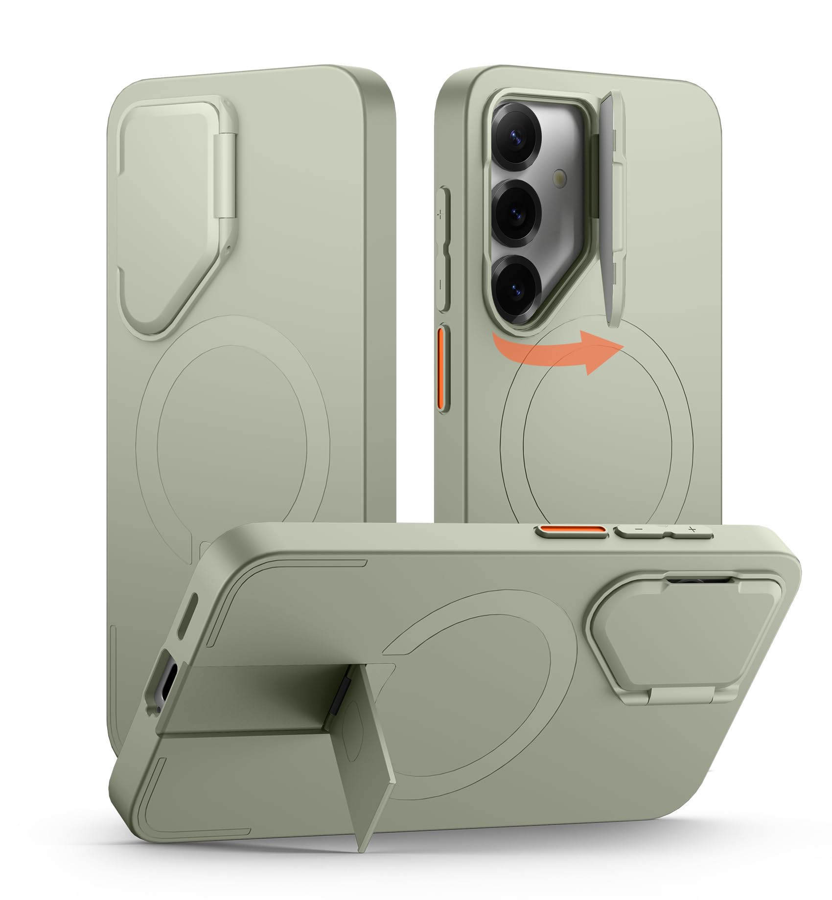 Photo 1 of SURITCH for Samsung Galaxy S25+ Plus Phone Case, Magnetic Shockproof Protective Cover with Camera Cover & Adjustable Metal Kickstand for Galaxy S25+ Plus(2025)-Sage Green