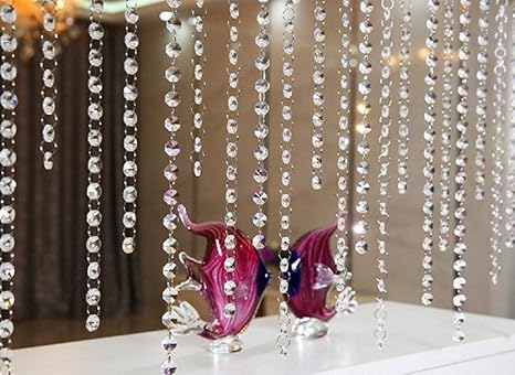 10x 1M Türvorhang Kristall Girland Crystal Clear Acrylic Bead Garland hängende Partei Dekor Hochzeit DIY Dekor Anhänger Perle