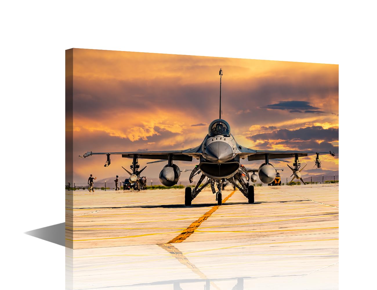 Wall Art for Living Room F16 Fighter Jet Bedroom Wall Decor Military Aircraft Wall Paintings for Office Plane Print On Canvas Aviation Modern Artwork Stretched and Framed Ready to Hang, 24x16in