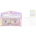 Cash Envelopes Wallet Set Clear Rainbow Wallet PVC Money Holder with 6PCS Cash Divider with Pocket Cash Envelopes and Tab Stickers for Bill Planner Money Organizer