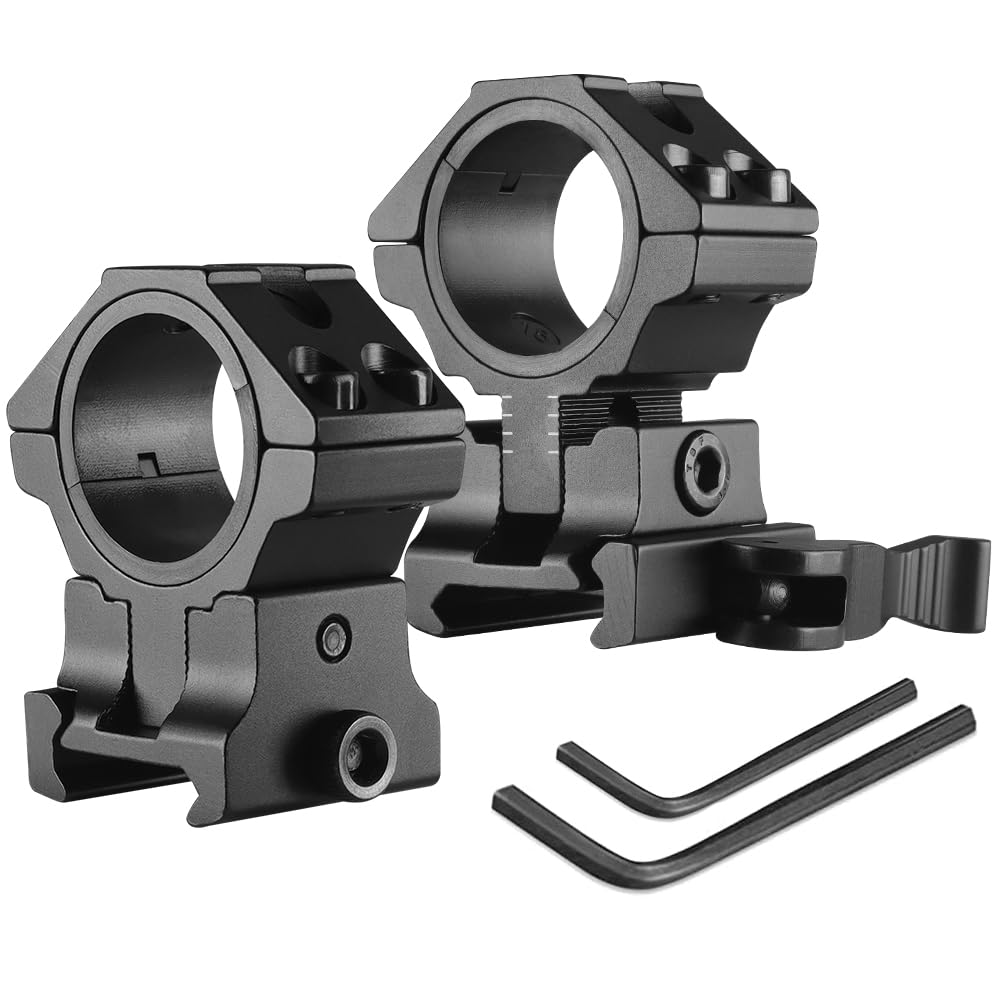 BILLION DUO Tactical 30mm /25.4mm 1" Scope Rings, Adjustable Profile Scope Ring Flashlight Mount for 20mm or 11mm Rail (2PCS QD Mount)