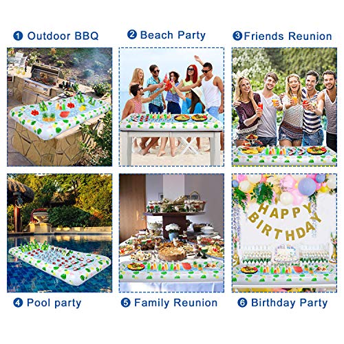 Tifeson Aloha Inflatable Serving Bar Buffet Salad Ice Tray - Tropical Style Serving Bar Cooler Food Drink Holder Containers - Outdoor BBQ Picnic Pool Party Luau Cooler with Drain Plug - Thumbnail 3