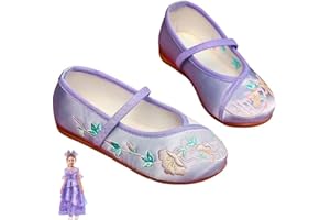 KEAIYOUHUO Encanto Costume Shoes for Girls Gorgeous Mary-Jane Ballet Pumps Comfortable Low Heel Round Toe Flats Floral Embroidery Shoes