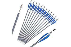 Jocoo 16/17/18/20/22 inch Carbon Crossbow Bolts Archery Hunting Arrows with 4" vanes and Replaced Arrowhead