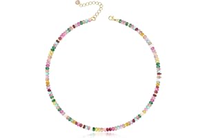 MIDDLUX Heishi Style Gemstones/Natural Pearls Beaded Choker Necklace for Women, Handmade Jewelry Gifts for Her