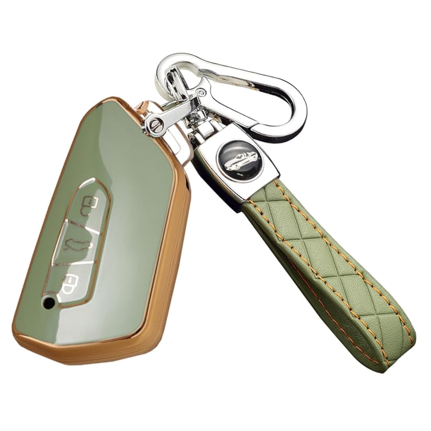 HIBEYO Smart Car Key Case Fits VW Golf 8 Protective Case Key Cover TPU for VW ID.3 ID.4 Golf 8 Mk8 Seat Leon MK 4 Tarraco Ateca Skoda Octavia Key Fob 3 Buttons Green