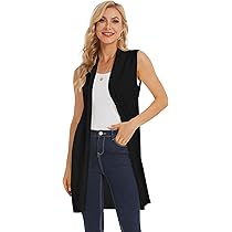 ZXZY Women Casual Sleeveless Open Front Tunic Vest Long
