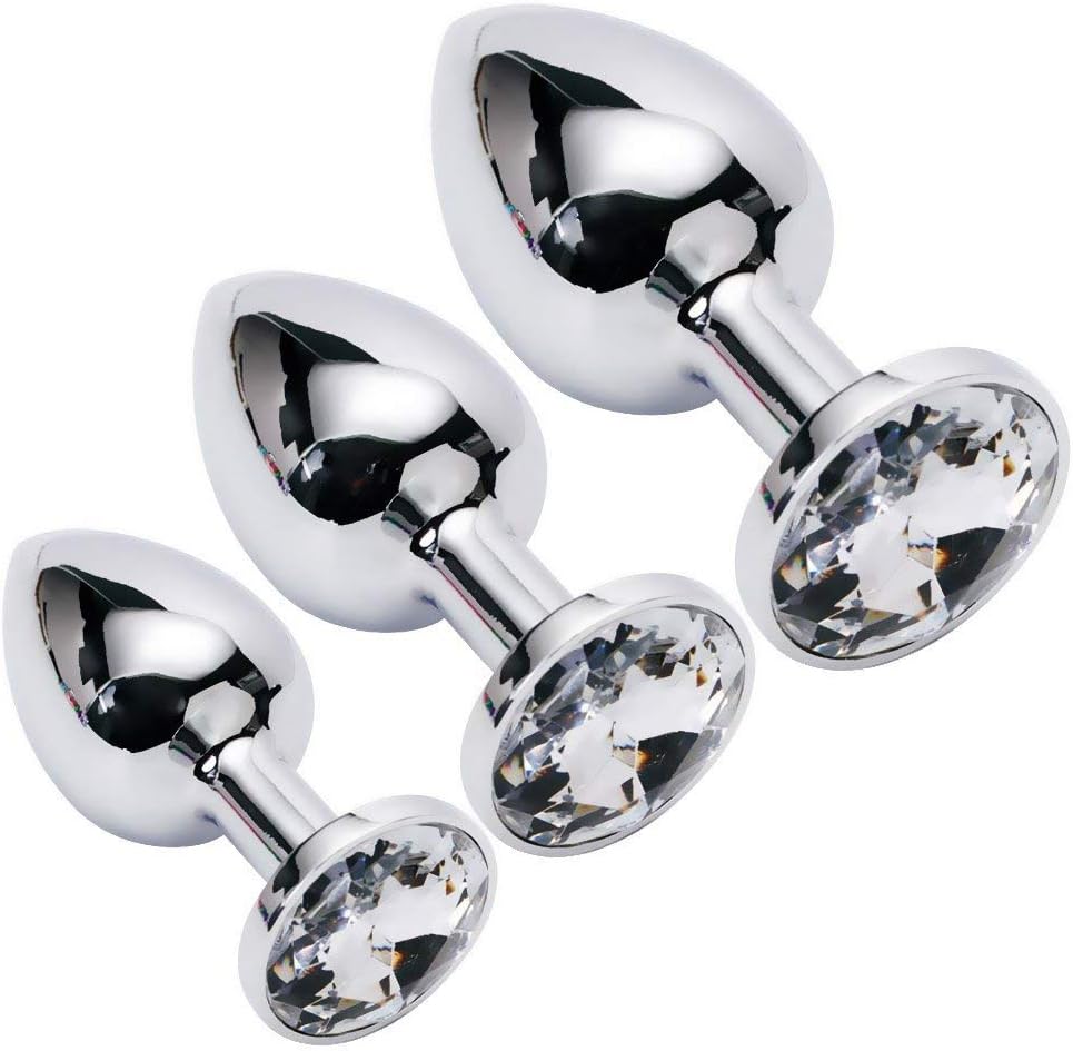 HuanXX 3Pcs Fantasy Luxury Jeweled Design Stainless Steel P~lu~g Análes (Diamond)