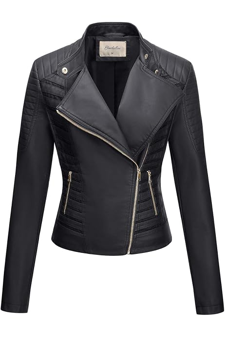 Faux Leather Jacket Black2 S at Amazon 