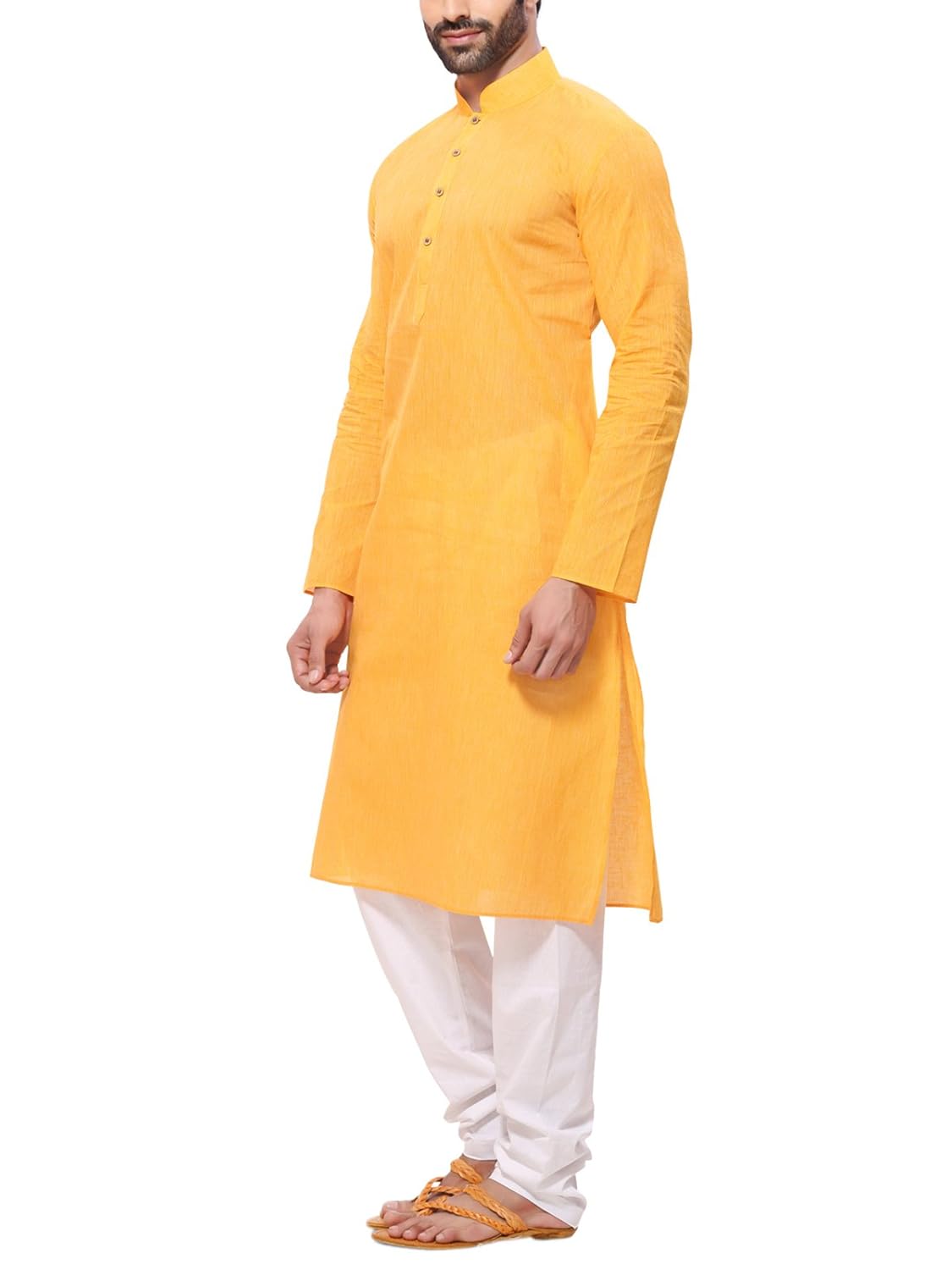 rg designers men's handloom yellow kurta pyjama
